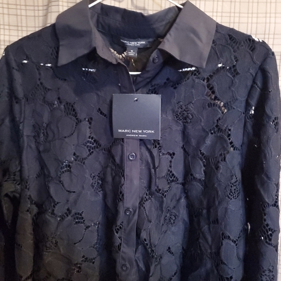 Marc New York Tops - Marc New York Black Lace Button-Up Shirt / Size Med.  Long Sleeve